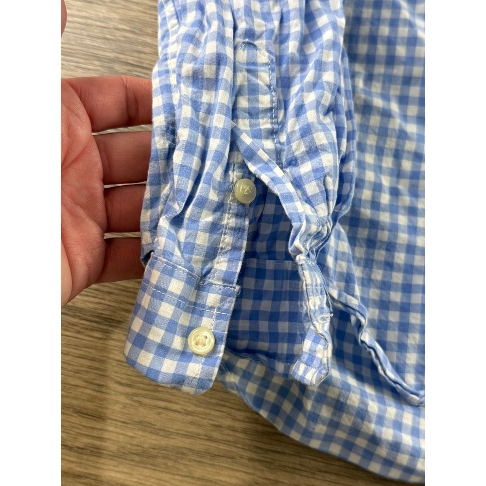Ralph Lauren Kids Blue Gingham Cotton Button Down Shirt Size 6 Long Sleeve Pony - Picture 4 of 10